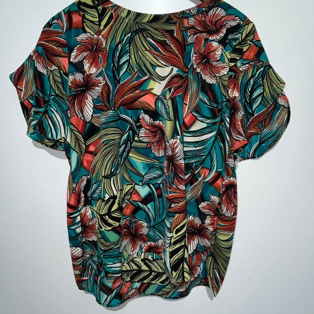 LOFT Outlet Women's Multicolor‎ Tropical Dolman Sleeve Blouse Small Petite NWT